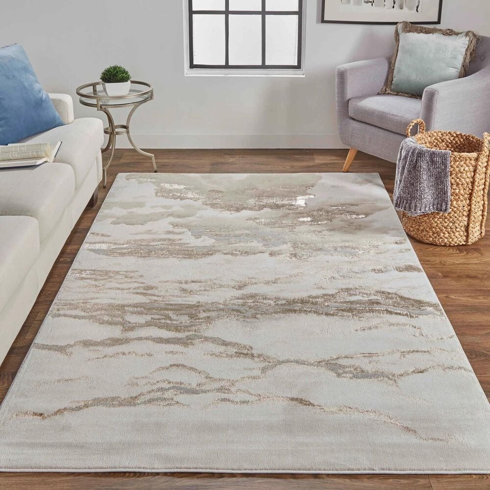 Feizy Aura 3727F 3&#39;11&quot; x 6&#39; Beige and Gold Area Rug, , large