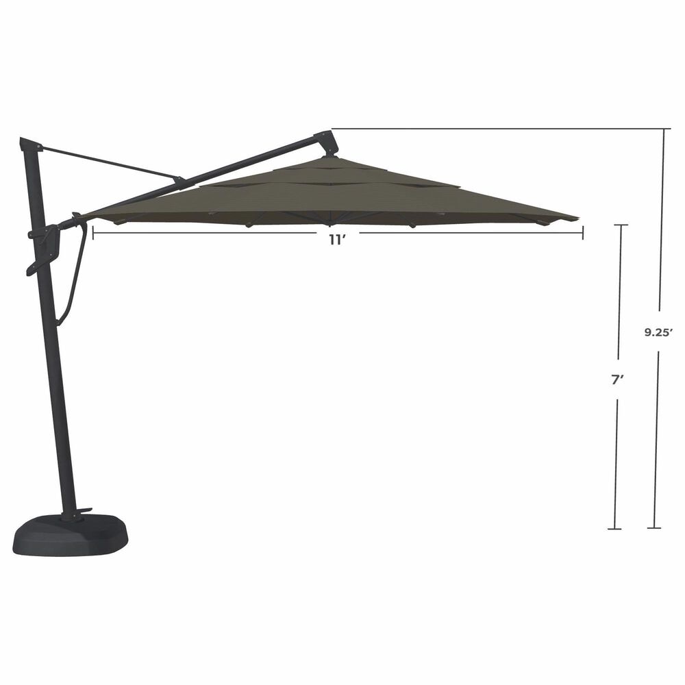Garden Party Starlux AKZ Plus 11" Octagon Cantilever Umbrella with Black Base in Latitude Gray, , large
