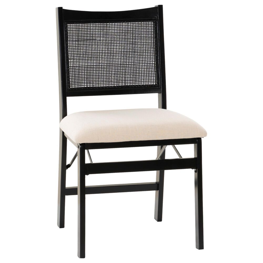 Linon Home Decor Bauer Cane Folding Side Chair in Black, , large