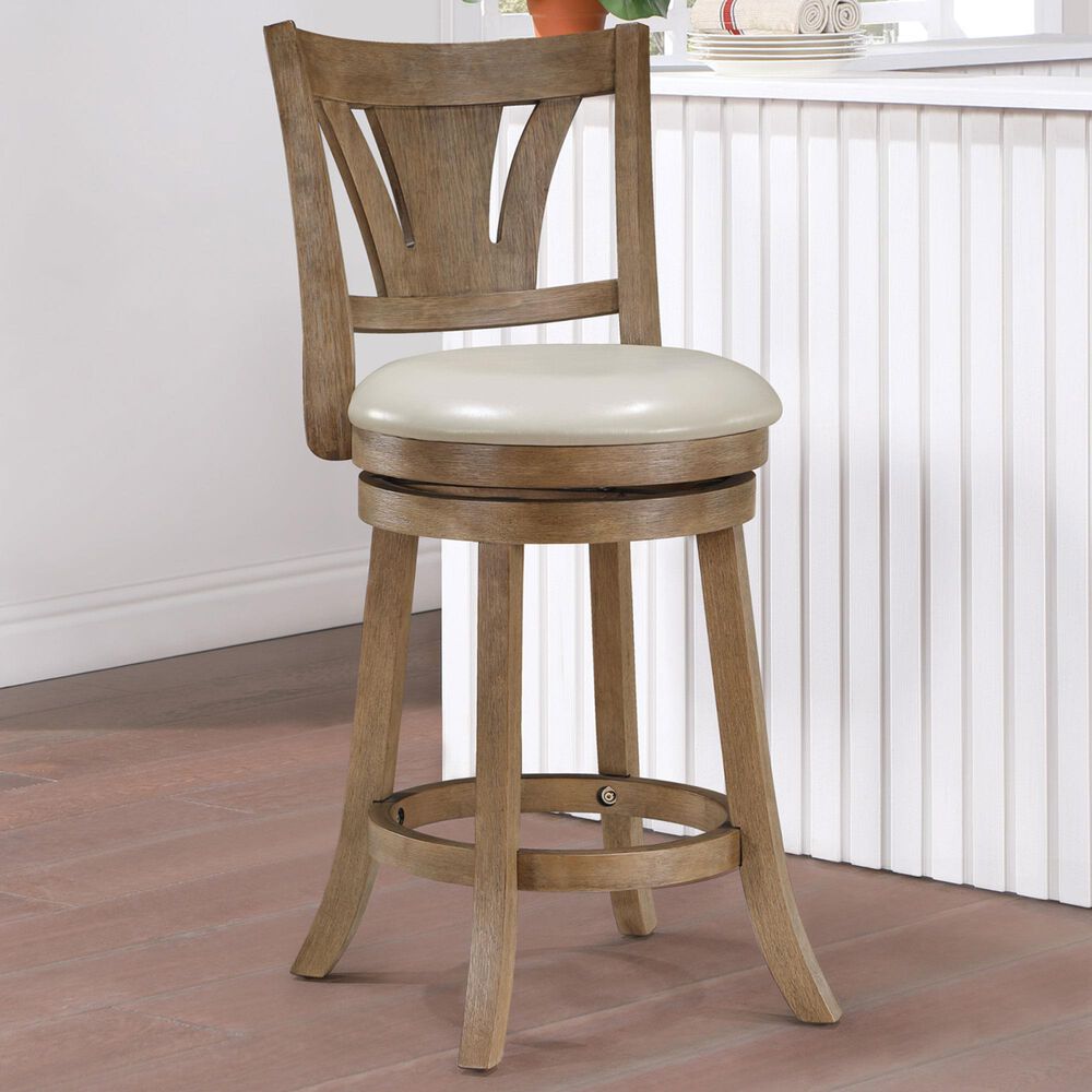 Office Star Products Miller Swivel Counter Stool with Dove Cushion Seat in Medium Oak, , large