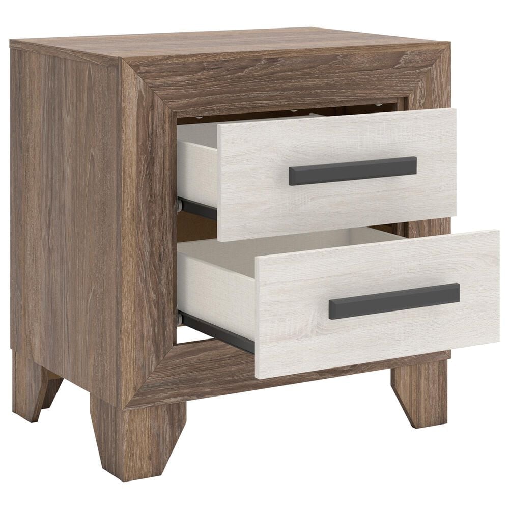 Ashley Sharnari 2-Drawer Nightstand in Warm Gray, Brown and Antique White, , large