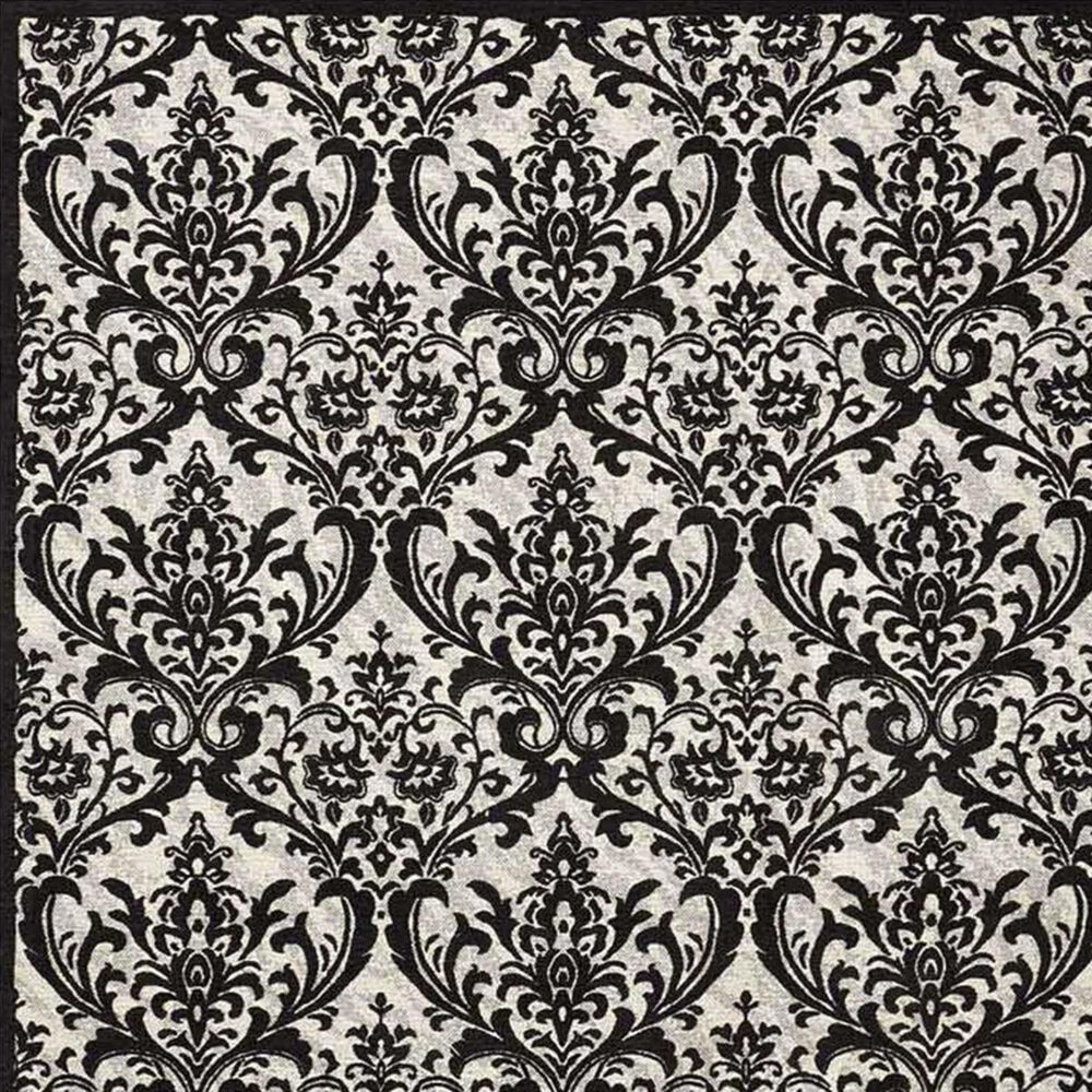 Nourison Damask DAS02 2&#39;3&quot; x 3&#39;9&quot; Black and White Area Rug, , large