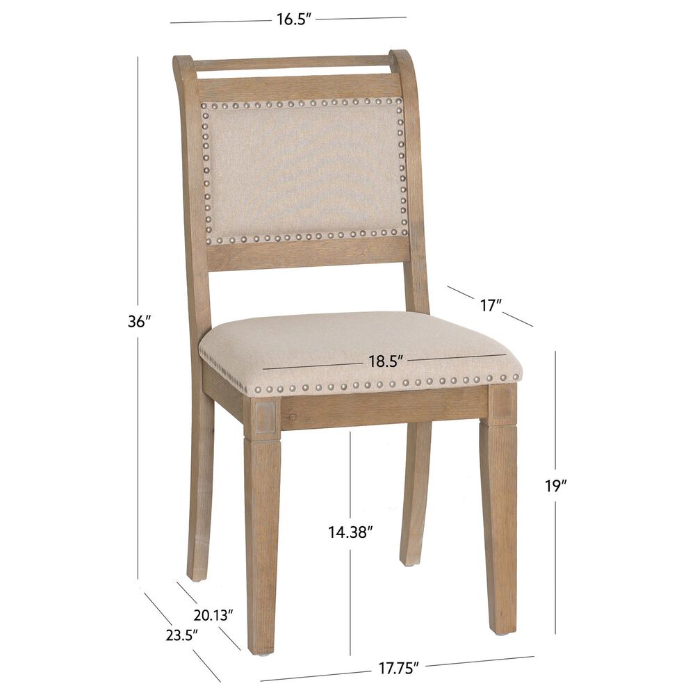 Linon Home Decor Emerson Side Chair with Beige Solid Upholstery in Natural, , large