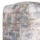 LR Home 18" Square Abstract Pouf in Taupe and Blue, , large