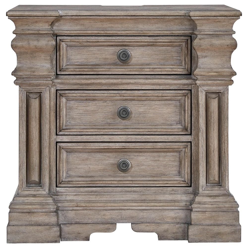 Millenium Blairhurst 5-Piece King Panel Bedroom Set in Light Warm Grayish Brown with Lights and USB Ports, , large