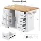 HOMLUX 56" Kitchen Island with Drop Leaf in White, , large