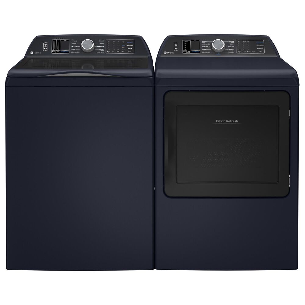 GE Profile 5.4 Cu. Ft. Top Load Washer and 7.3 Cu. Ft. Electric Dryer Laundry Pair in Sapphire Blue, , large