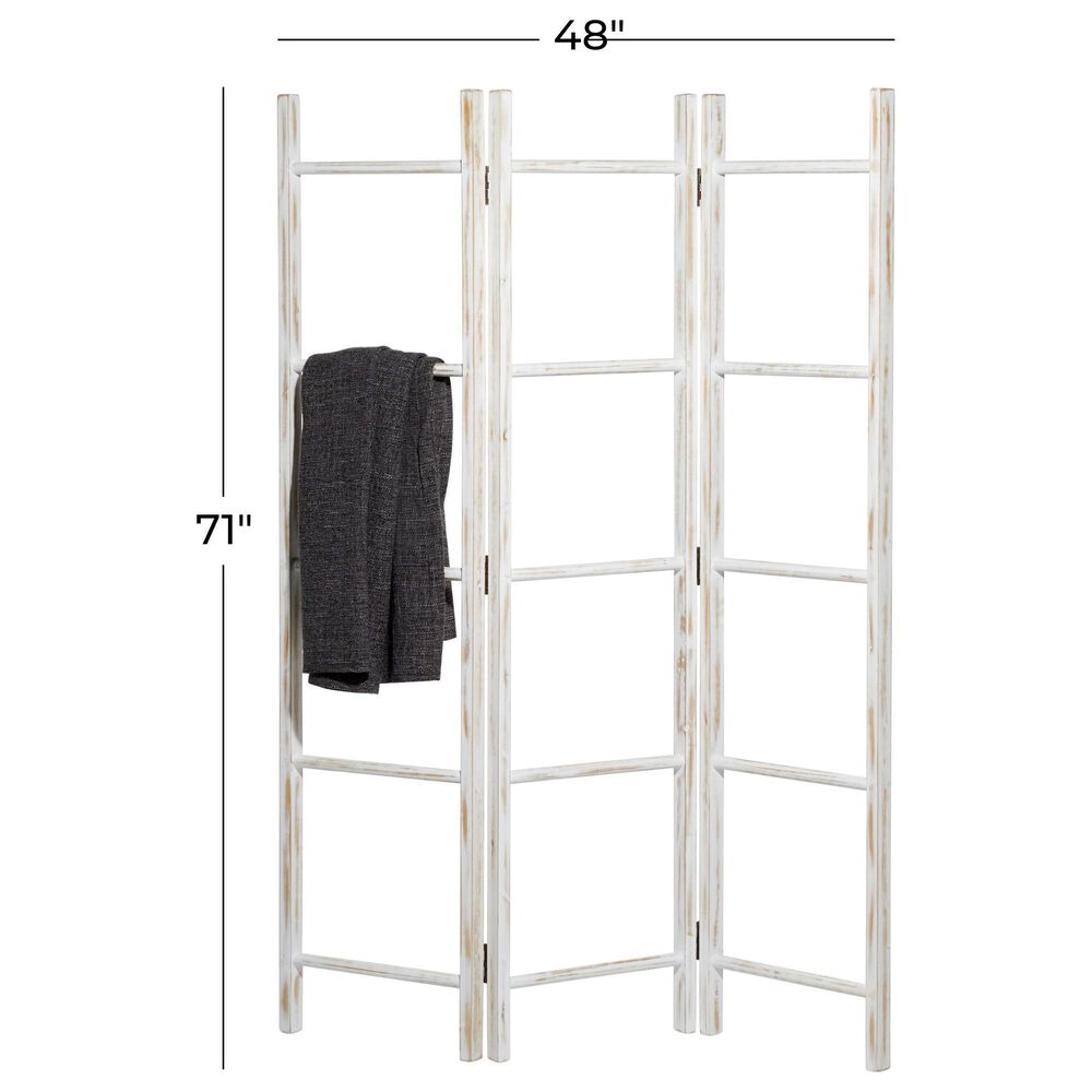Maple and Jade 15-Rung Partition Ladder with 3 Panels in White, , large