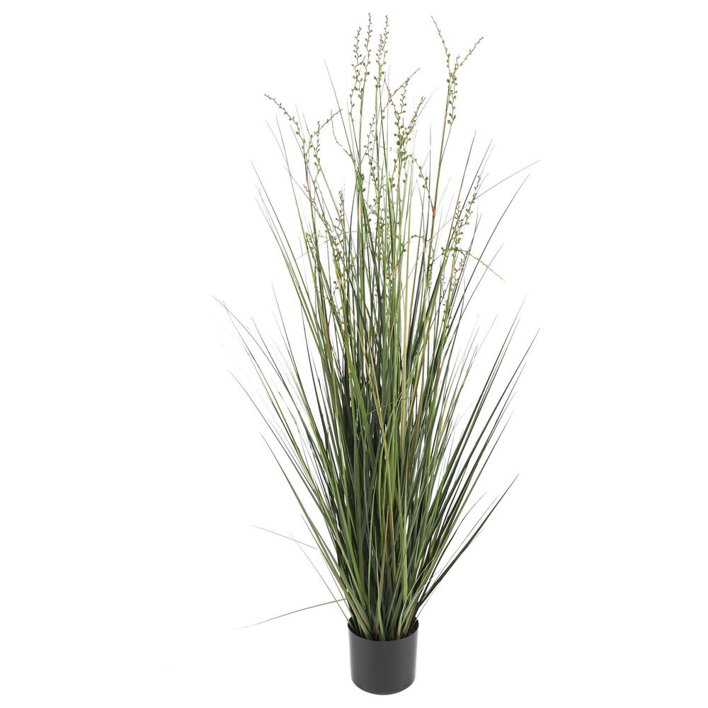 Maple and Jade 60" Indoor/Outdoor Tall Artificial Onion Grass with Black Plastic Pot in Green, , large