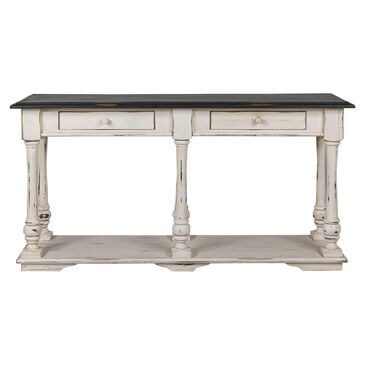 Santa Fe Rustic Console Table with 2 Drawers in Antique White and Grey, , large