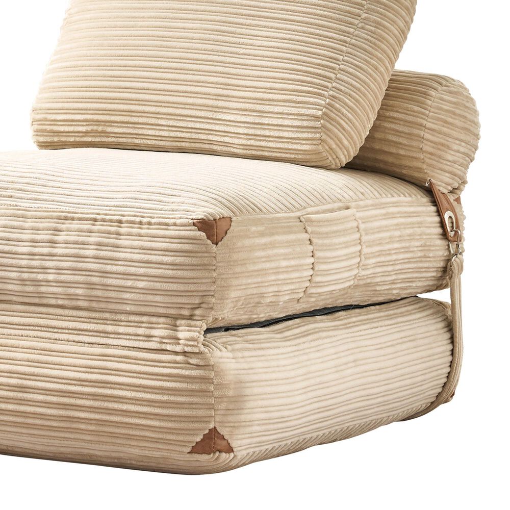 HOMLUX Convertible Sleeper Chair with Pillow and Back Support in Beige, , large