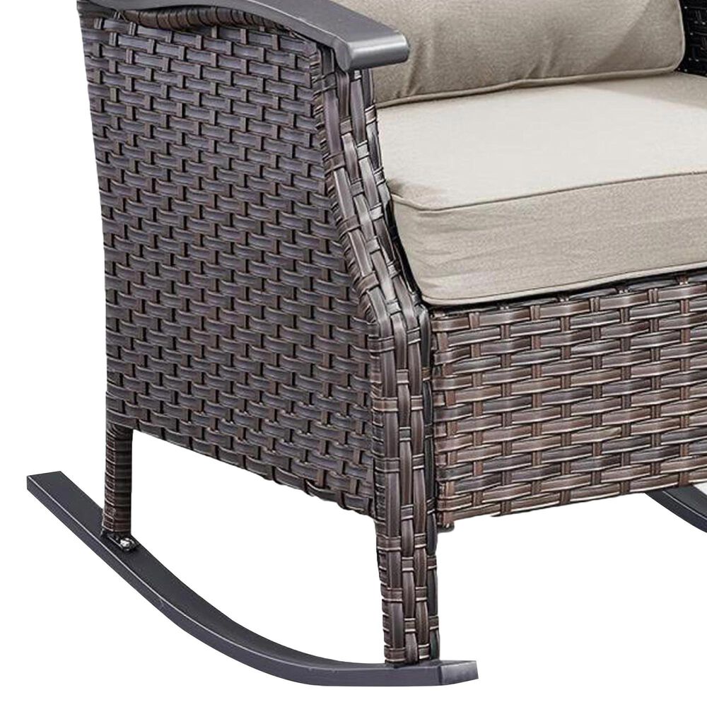 Sunwell Garden 3-Piece Patio Chat Set with Two Rocking Chair in Beige, , large