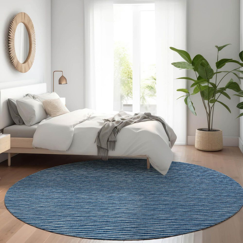 Dalyn Rug Company Laidley 6&#39; Round Navy Indoor/Outdoor Area Rug, , large