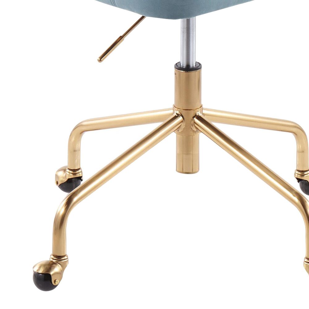 Lumisource Tania Task Chair with Light Blue Velvet Cushion in Gold, , large