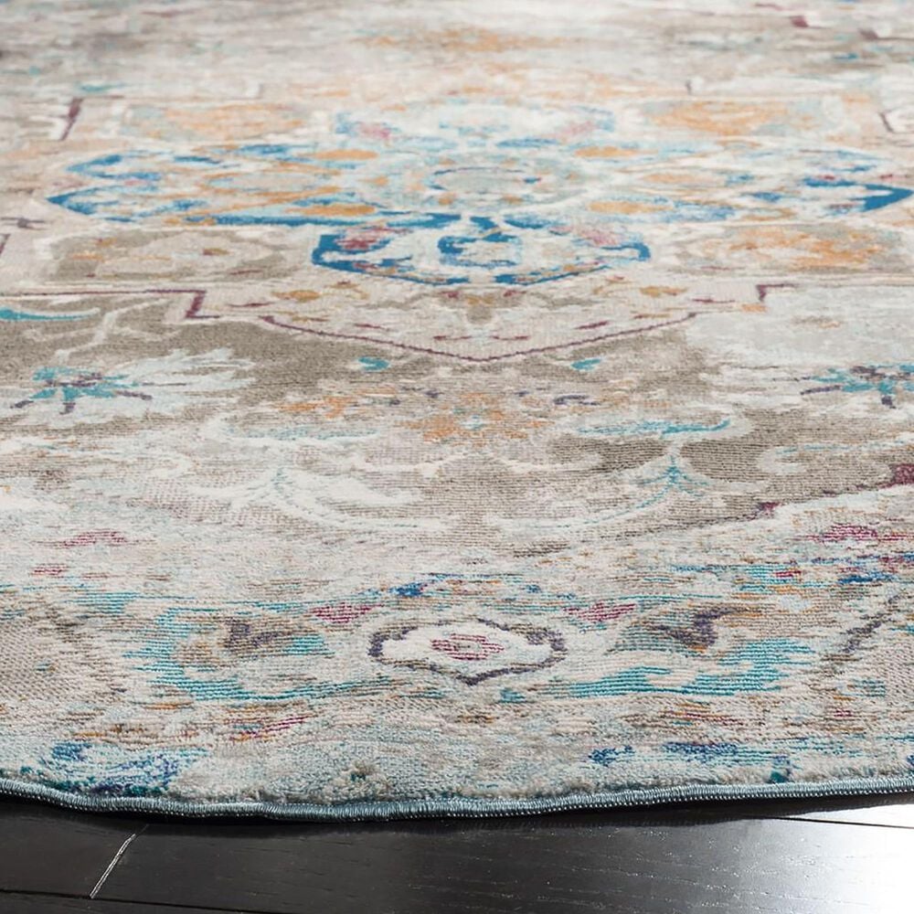 Safavieh Aria ARA119E 6&#39;6&quot; Round Beige and Blue Area Rug, , large