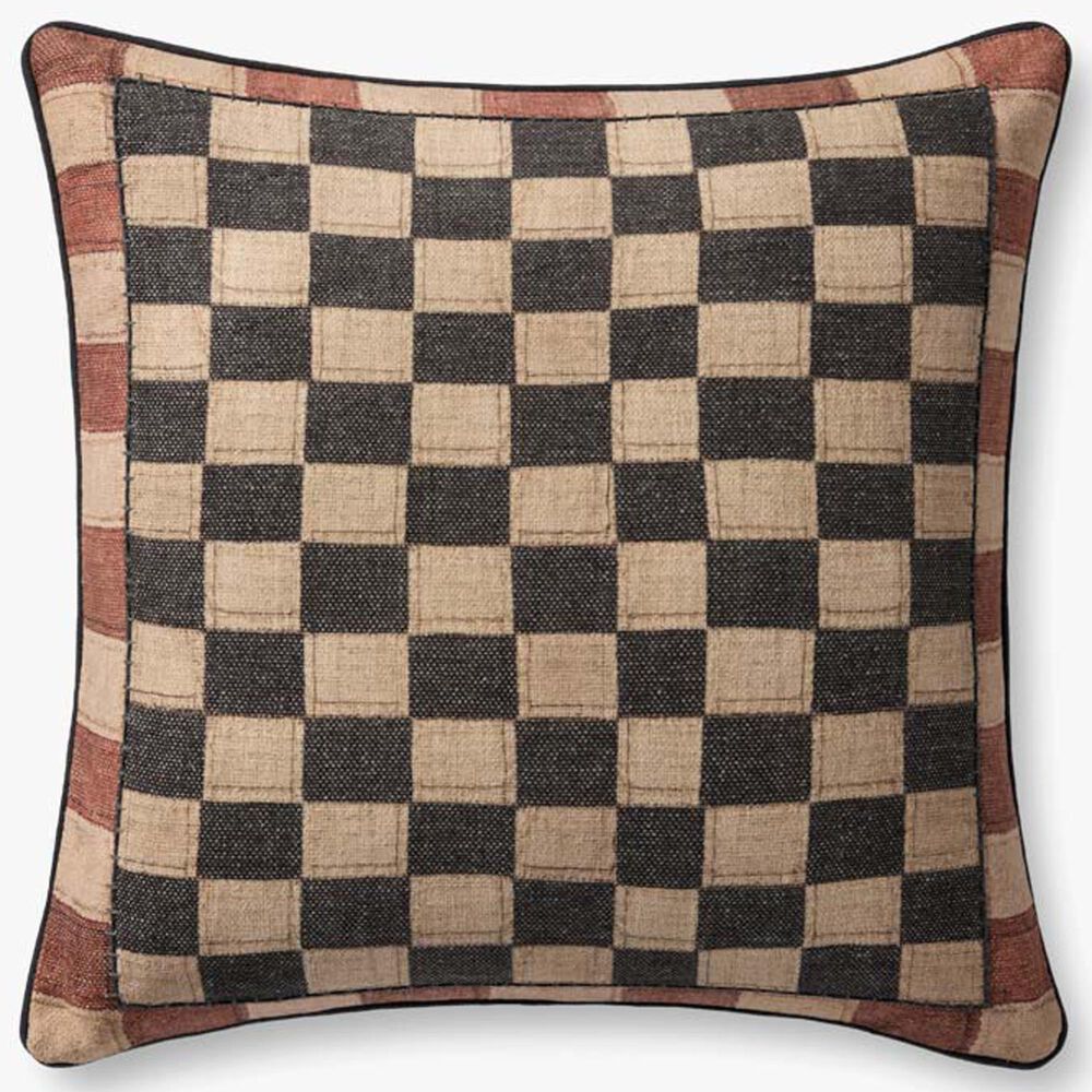 Loloi 22" Square Checkered Throw Pillow in Black and Multicolor, , large