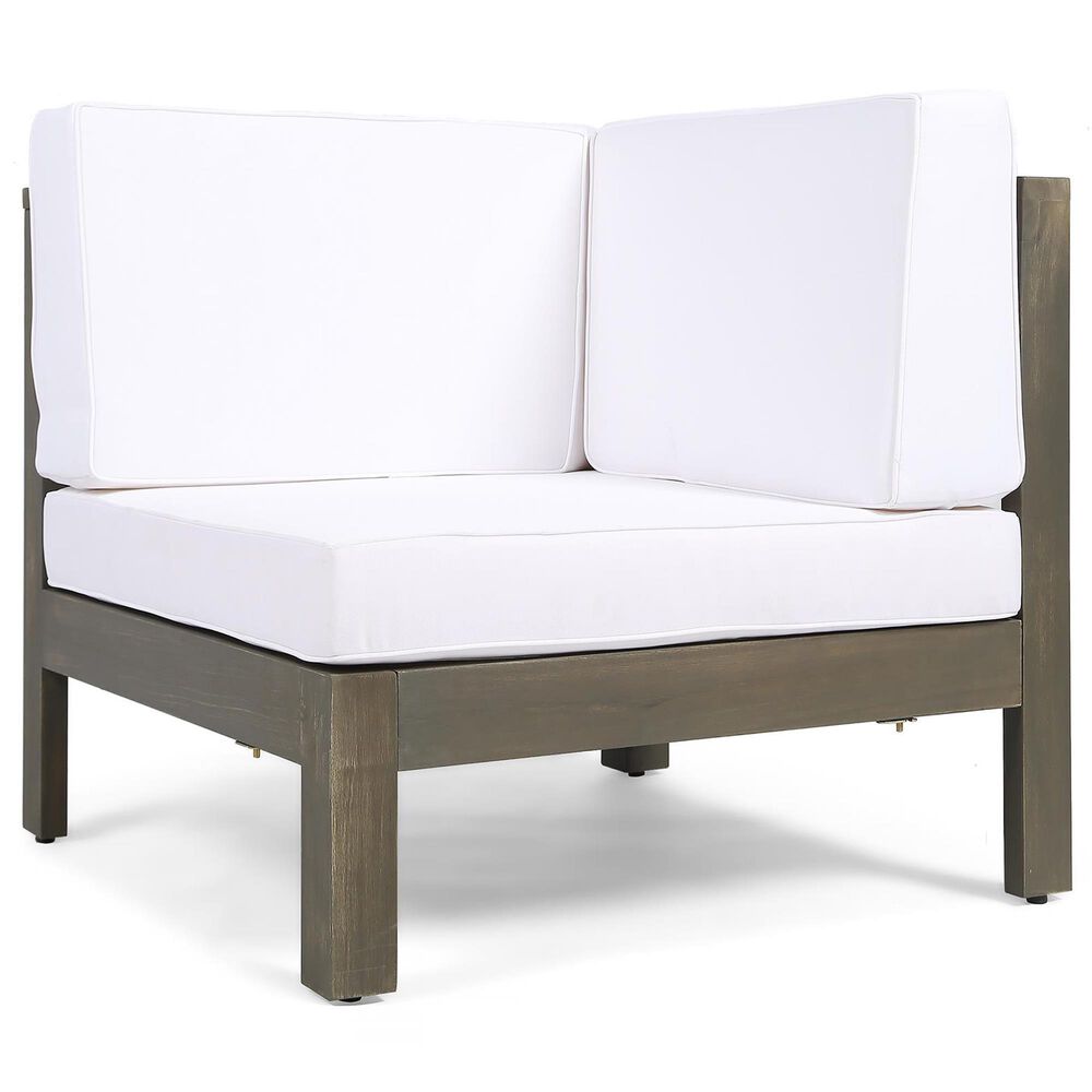 Noble House Oana 4-Piece Patio Sectional Set with White Cushion in Gray, , large