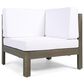Noble House Oana 4-Piece Patio Sectional Set with White Cushion in Gray, , large
