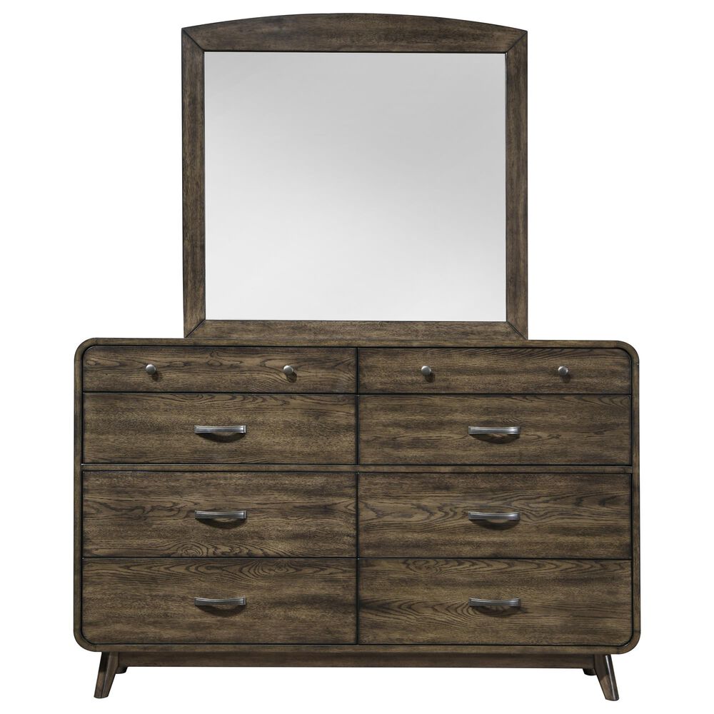 New Heritage Design Rex 8-Drawer Dresser with Mirror in Walnut, , large
