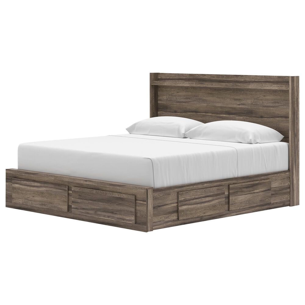 Ashley Elbrim King Storage Bed in Weathered Brown, , large