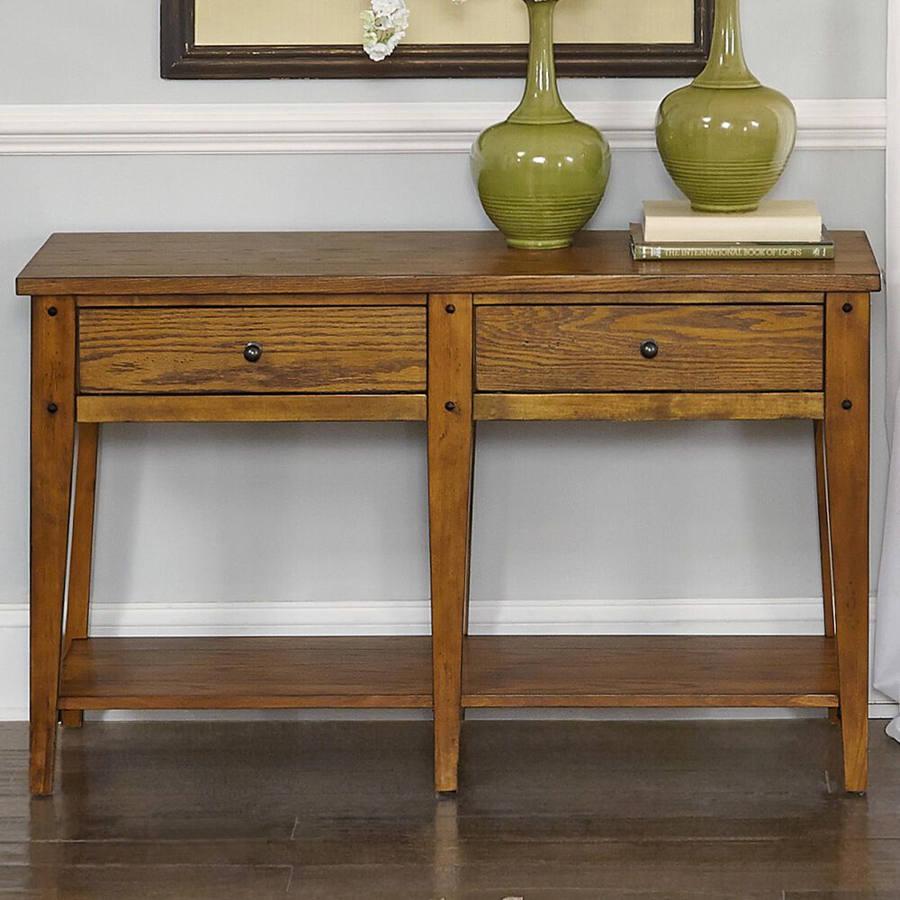 Belle Furnishings Lake House Sofa Table in Medium Brown, , large
