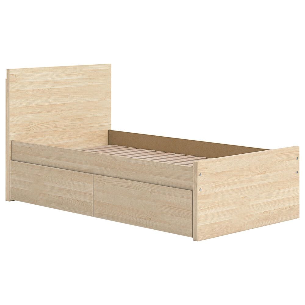 Ashley Onita Twin Panel Platform Bed with 1 Side Storage in Natural, , large