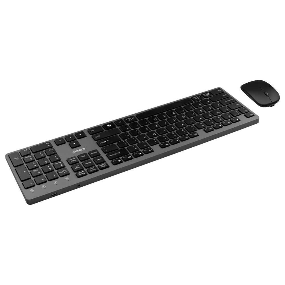 Adesso Wireless Scissor Switch Desktop Copilot Keyboard and Mouse Combo in Black and Grey, , large