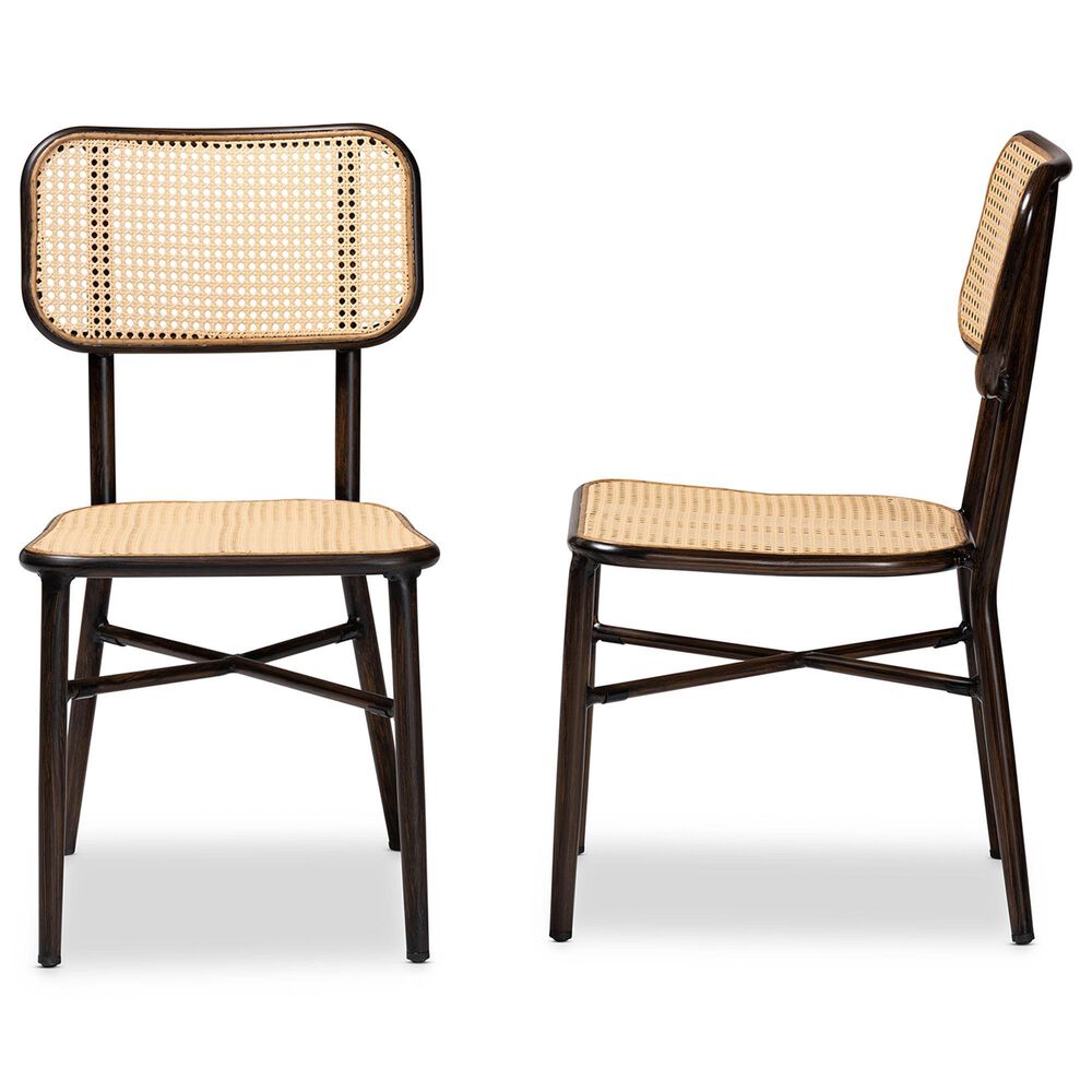 Baxton Studio Katina Side Chair in Dark Brown and Natural (Set of 2), , large