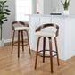 LumiSource Grotto 30" Swivel Barstool with Cream Faux Leather Upholstery in Walnut and Black (Set of 2), , large