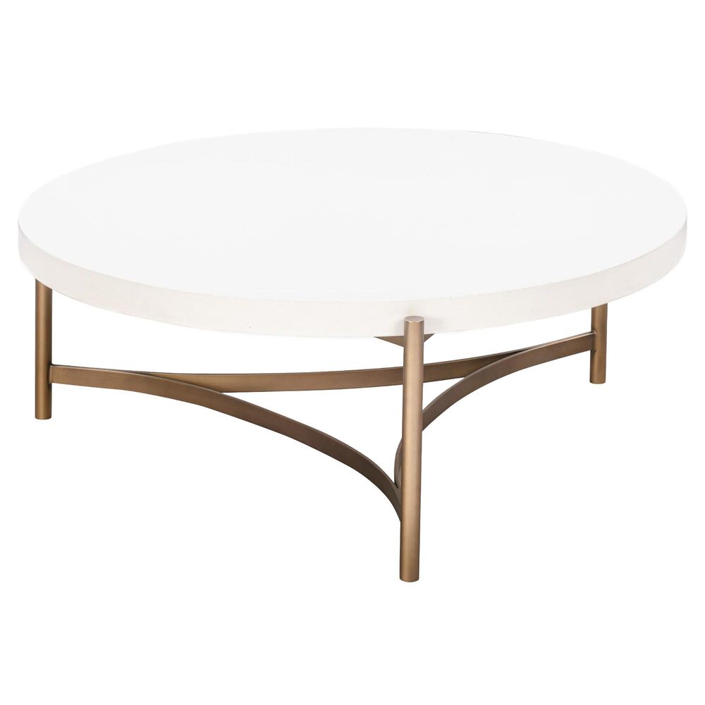 Urban Home Lyon Round Coffee Table in Ivory and Brushed Bronze, , large