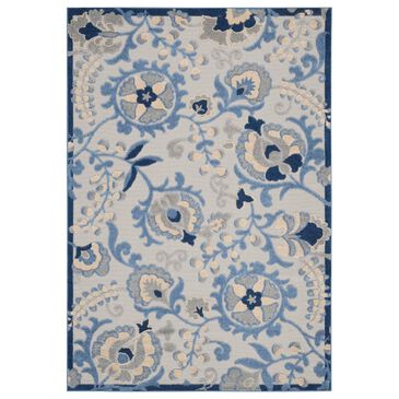 Nourison Aloha ALH17 12" x 15" Blue and Grey Indoor/Outdoor Area Rug, , large