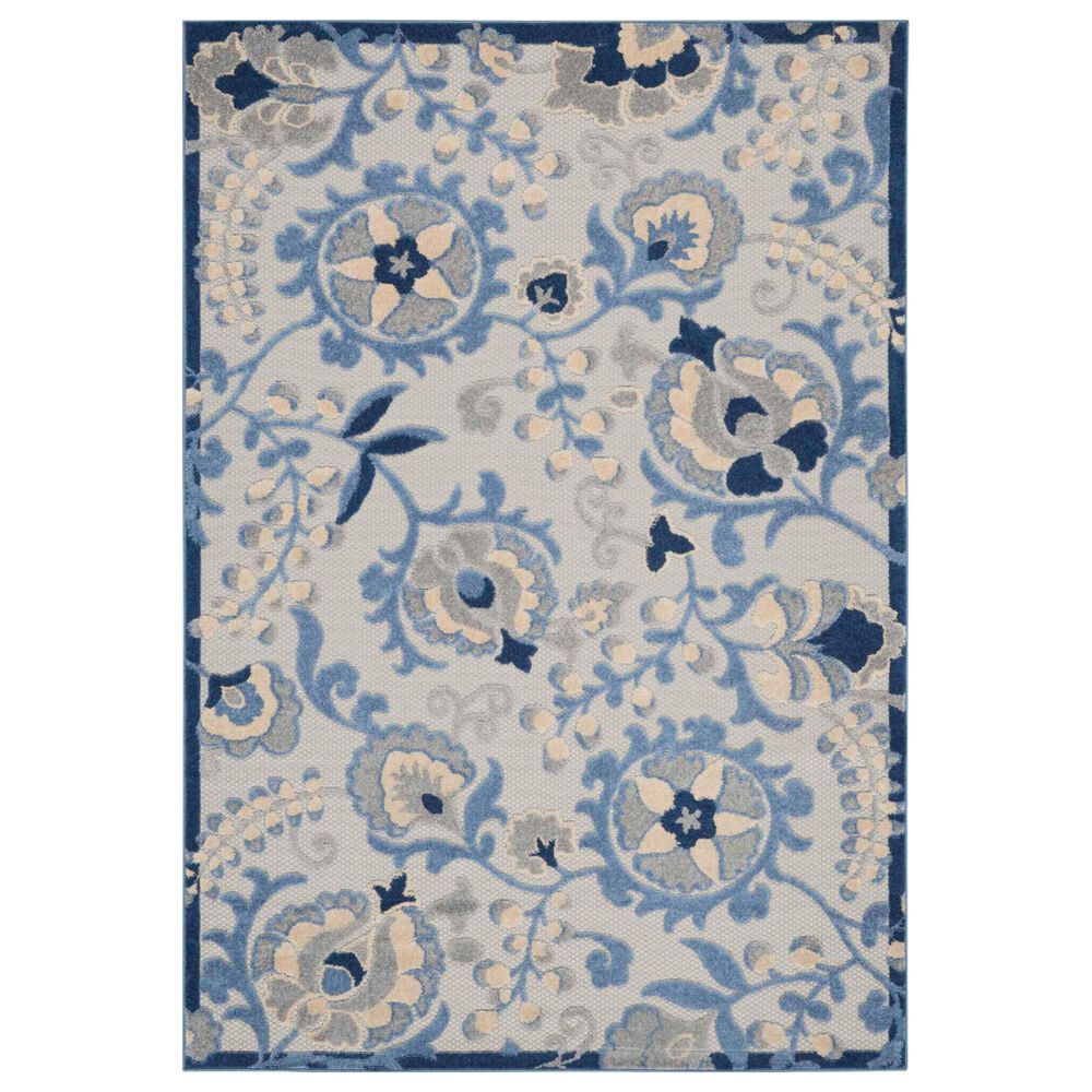 Nourison Aloha ALH17 12" x 15" Blue and Grey Indoor/Outdoor Area Rug, , large