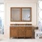 James Martin Vanities Brittany 60" Double Bathroom Vanity in Saddle Brown with 3 cm Victorian Silver Quartz Top and Rectangular Sinks, , large
