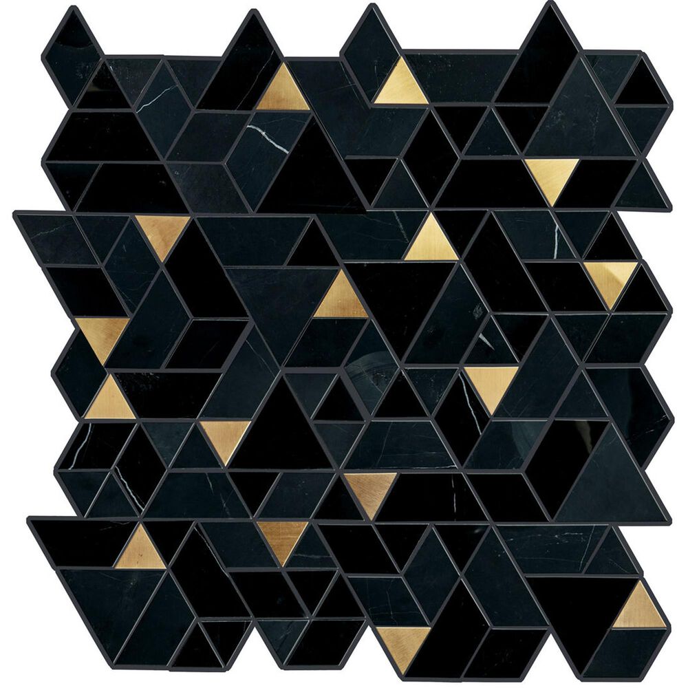 Dal-Tile Pietra Divina Nero Marquina Black Blend Spectrum Mosaic Tile, , large