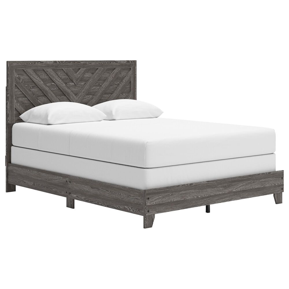 Ashley Sylveri Queen Chevron Panel Bed in Gray, , large