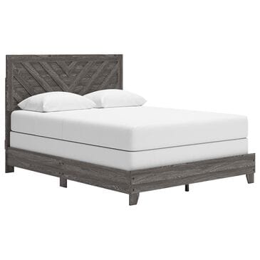 Ashley Sylveri Queen Chevron Panel Bed in Gray, , large