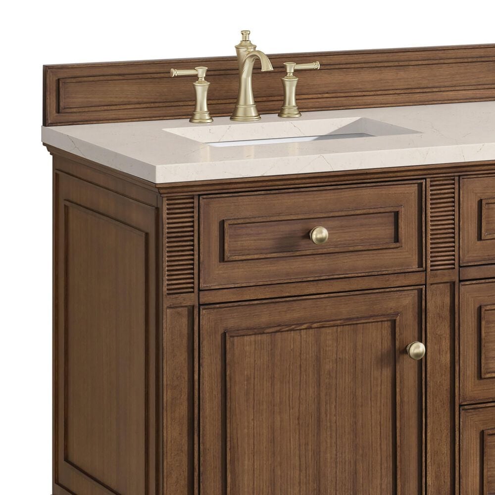 James Martin Vanities Lorelai 60&quot; Double Vanity in Mid-Century Walnut with 3 cm Eternal Marfil Quartz Top, , large