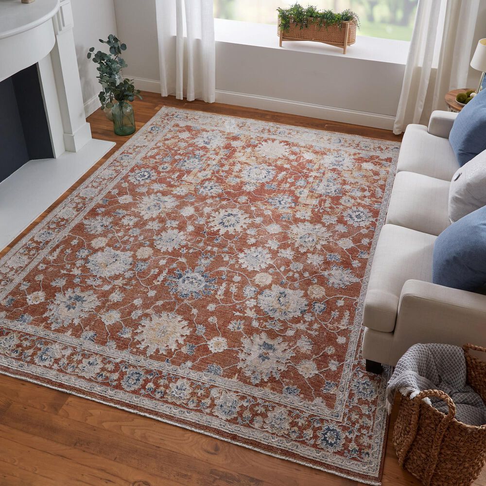 Feizy Pasha 9&#39; x 12&#39;8&quot; Terracotta and Ivory Area Rug, , large