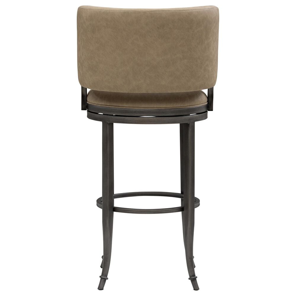 Armen Living Torres Bar Height Stool with Mushroom Brown Upholstery in Antique Pewter, , large