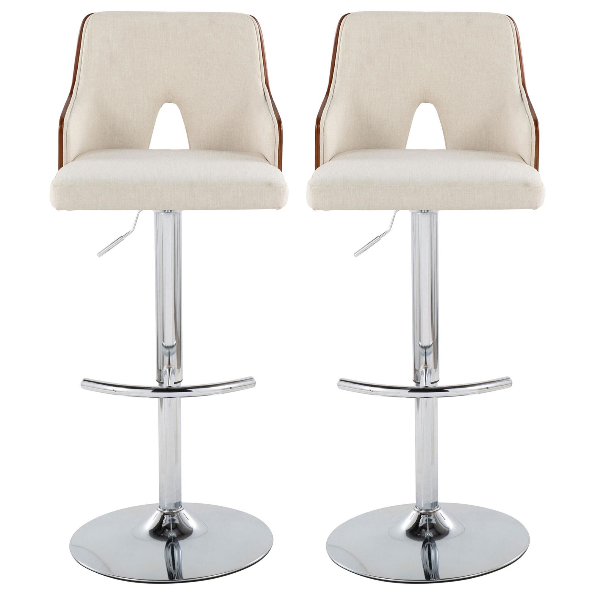 Lumisource Stella Swivel Adjustable Bar Stool with Cream Cushion