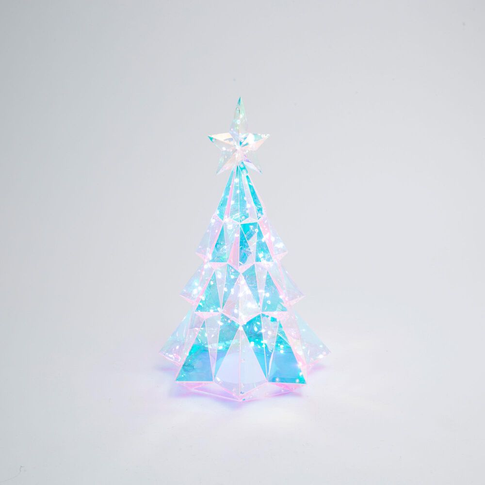 The Gerson Company 19.7" USB Electric RGB Lighted Holographic Holiday Tree with Remote Control in White, , large