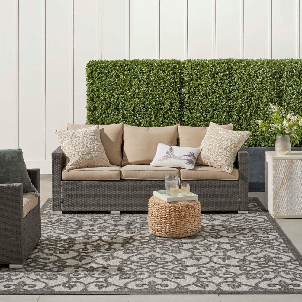 Nourison Aloha 7&#39;10&quot; x 10&#39;6&quot; Grey and Charcoal Indoor/Outdoor Area Rug, , large