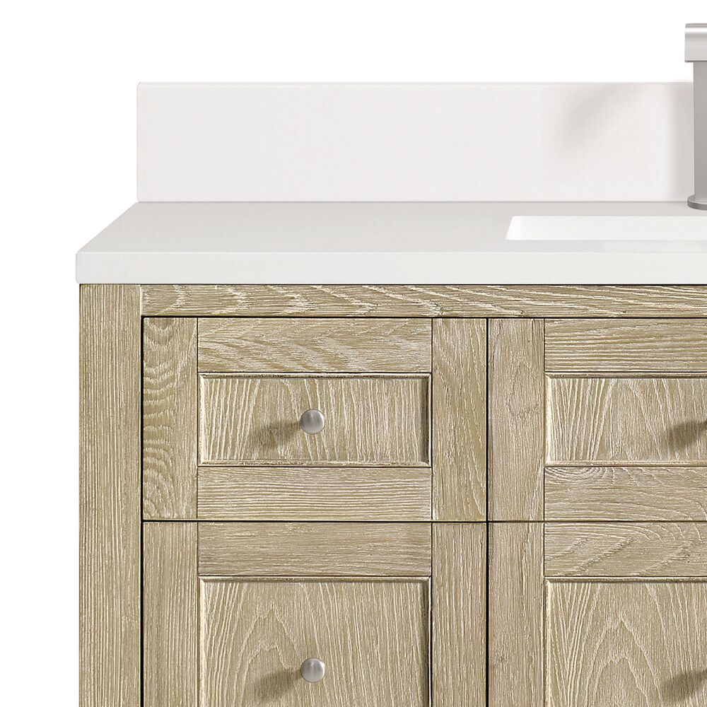 James Martin Vanities Breckenridge 48&quot; Single Vanity in Whitewashed Oak with Single Hole 3 cm White Zeus Quartz Top &amp; Backsplash, , large