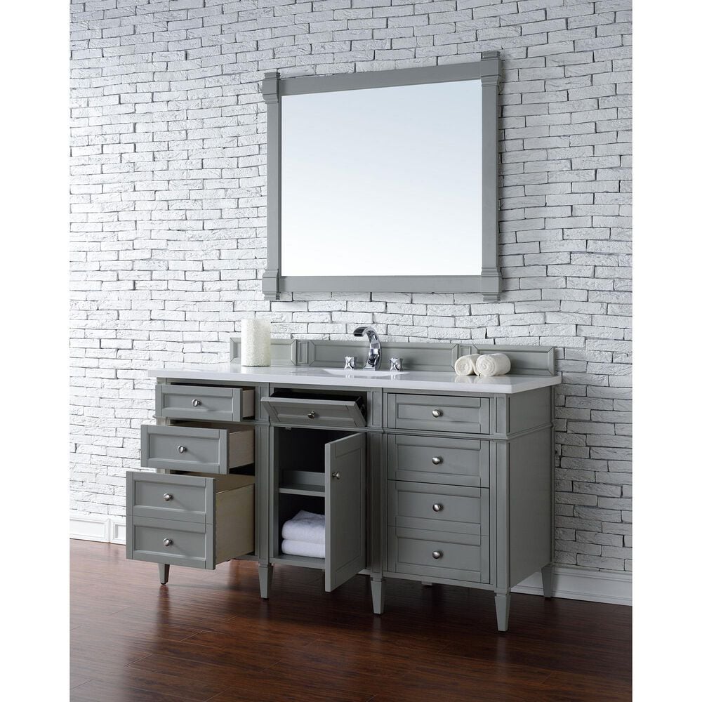 James Martin Vanities Brittany 48&quot; Single Bathroom Vanity in Urban Gray with Single Hole 3 cm White Zeus Quartz Top and Rectangular Sink, , large