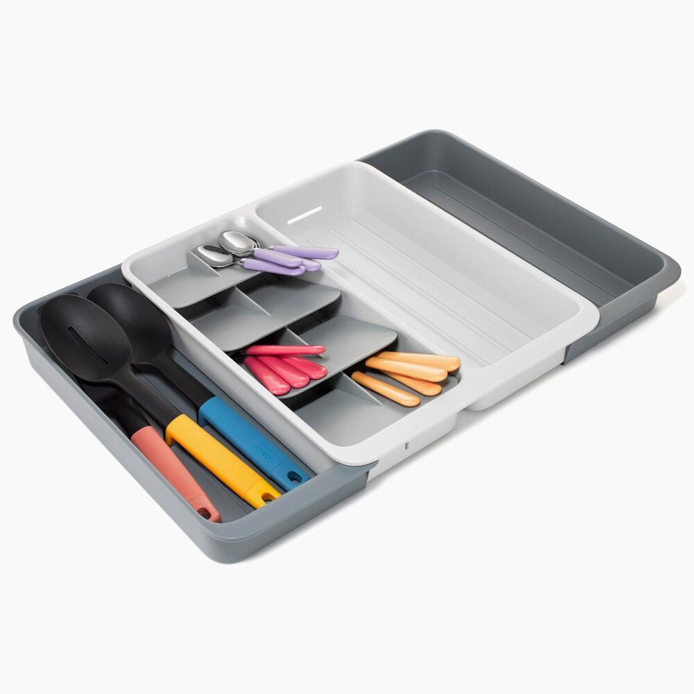 Joseph Joseph DrawerStore Expanding Tiered Cutlery, Utensil and Gadget Organizer in Grey and Stone, , large