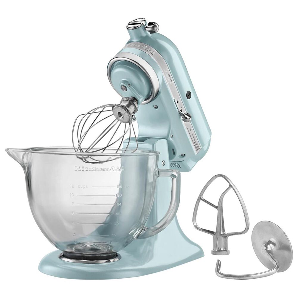 KitchenAid Artisan Design 5 Quart Stand Mixer with Glass Bowl in Azure