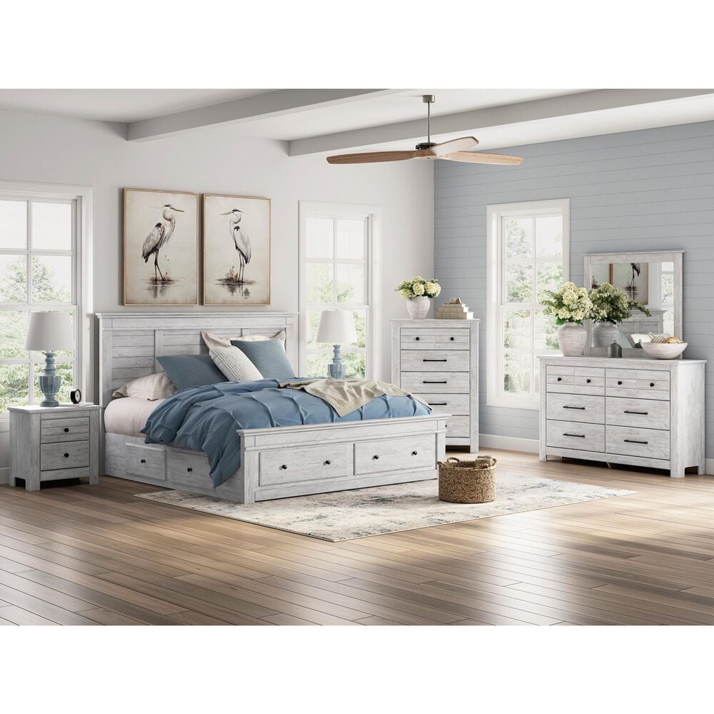 Ashley Makidern King Storage Bed with Six Drawers in Whitewash, , large
