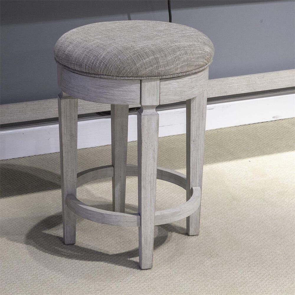 Belle Furnishings Caruso Heights Upholstered Swivel Console Stool in Whitestone, , large