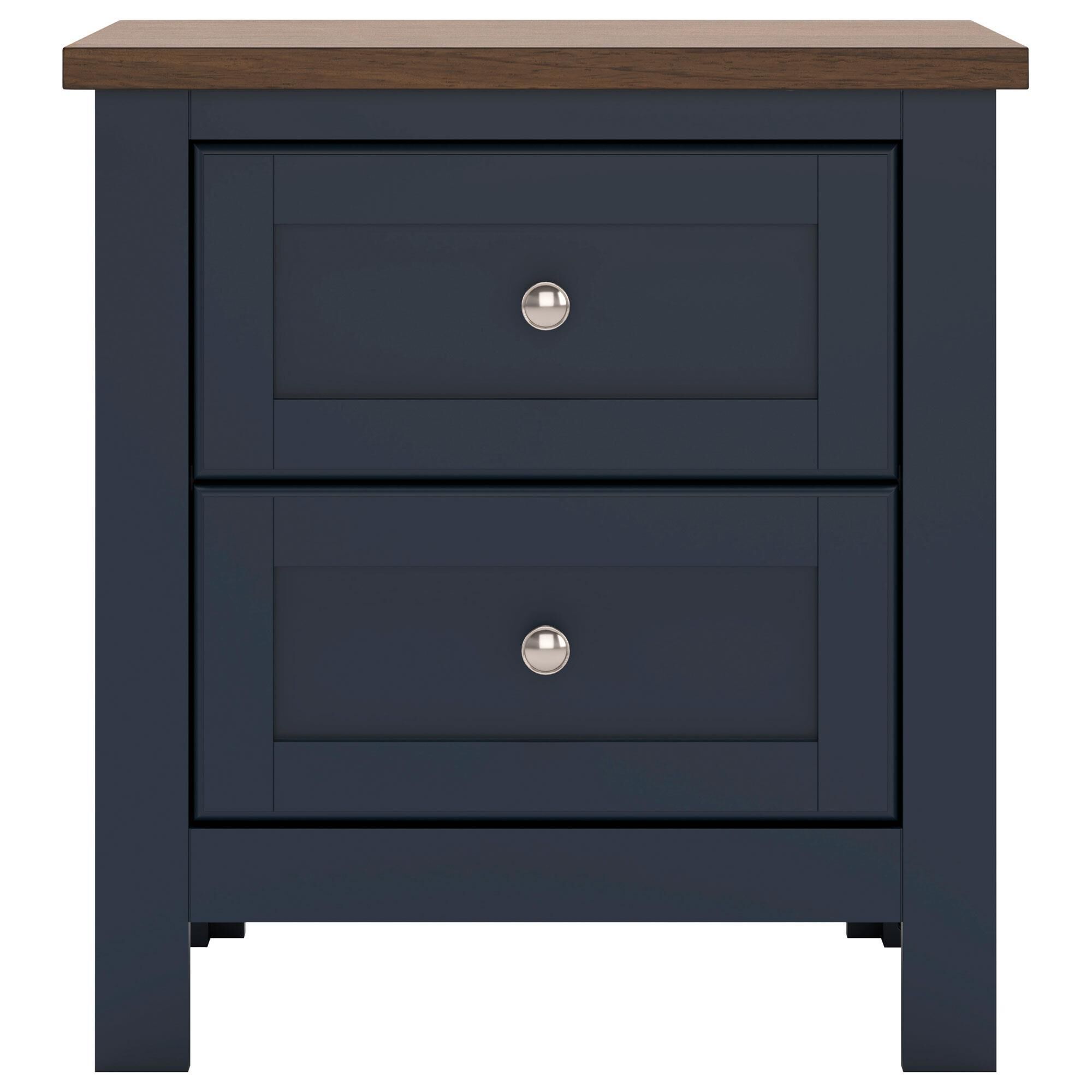 Ashley Landocken 2-Drawer Nightstand in Dark Slate Blue and Light