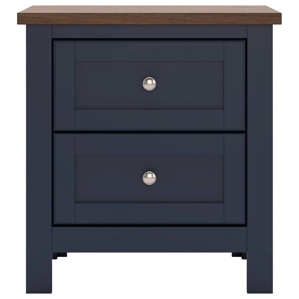 Ashley Landocken 2-Drawer Nightstand in Dark Slate Blue and Light Brown, , large